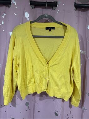 Bright Yellow V-Neck Button-Front Women's Cardigan